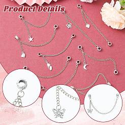 9 шт. 9-х видов европейских защитных цепей из цинкового сплава с подвесками&nbsp;HJEW-CJ0001-23