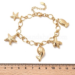 Браслеты с подвесками из нержавеющей стали 304&nbsp;BJEW-P368-08B-G