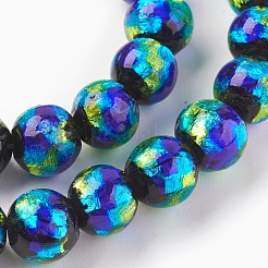 Ручная серебряная фольга стеклянные бусины Lampwork&nbsp;LAMP-P051-G02-8mm