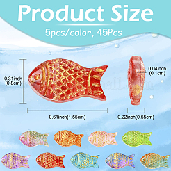 45шт 9 цвета гальванические прозрачные стеклянные бусины&nbsp;EGLA-YW0005-62