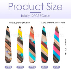 10шт 5 цвета прозрачные подвески из смолы и орехового дерева&nbsp;RESI-TA0002-74