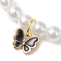 Сплав эмалированные бабочки подвески эластичные браслеты для женщин&nbsp;BJEW-JB11447