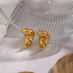 Серьги-гвоздики из нержавеющей стали 304 в форме буквы С&nbsp;ZM3984