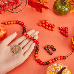 600 шт. 3-х цветные крашеные бусины из натурального дерева&nbsp;WOOD-SC0001-82B