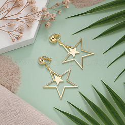 2 пара двухцветных латунных серег-клипс&nbsp;EJEW-HY0001-10B