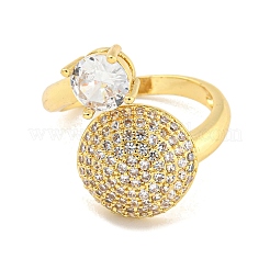 Открытая манжета из латуни с микропаве из прозрачного кубического циркония для женщин&nbsp;RJEW-M173-03B-G