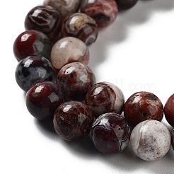 Натуральные мексиканские круглые бусины из красного агата и красного лагуны G-NH0005-A31-03