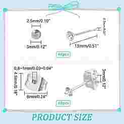 40 шт. 925 шт. для сережек-гвоздиков из стерлингового серебра&nbsp;STER-DC0001-03