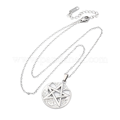 Ожерелья с подвеской в виде пентаграммы викинга из нержавеющей стали 304&nbsp;NJEW-M096-01P