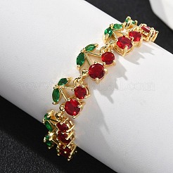 Браслеты-цепочки из вишневой латуни с микропаве из кубических цирконий&nbsp;BJEW-L703-01A-G