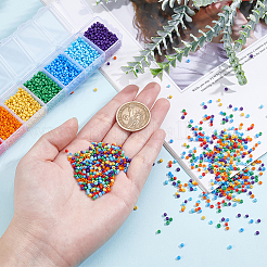 Набор стеклянных круглых бусин&nbsp;SEED-WH0003-01