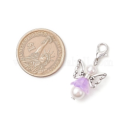 Подвеска в виде ангела из стекла и ракушек с жемчужными бусинами&nbsp;HJEW-JM02964