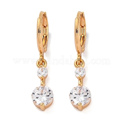 Серьги с застежкой-защелкой из латуни с прозрачным фианитом и прозрачным фианитом EJEW-K300-17G