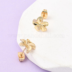 Фурнитура для серег-гвоздиков из латуни с цветочным узором&nbsp;KK-K374-26G