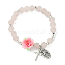 5 шт. 5-х цветные прозрачные и матовые стеклянные бусины стрейч&nbsp;BJEW-JB11494