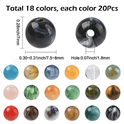 360шт 18 цвета бусины из смолы&nbsp;RESI-SC0006-34