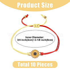 10шт. набор из 5-х цветных браслетов с подвесками в виде подсолнуха&nbsp;BJEW-FI0001-62