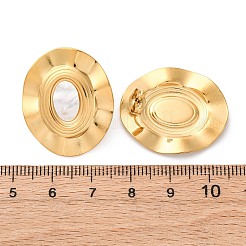 Серьги-гвоздики из натуральной белой ракушки из нержавеющей стали 304&nbsp;EJEW-Z103-01G-02