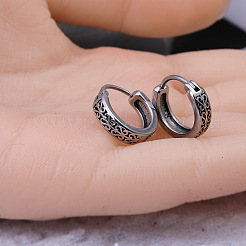 Винтажные серьги-кольца из нержавеющей стали 304 с полой резьбой.&nbsp;FS-WG5B67A-01