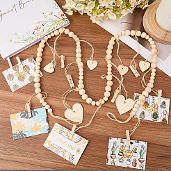 Настенная витрина для фотографий с гирляндой из деревянных бус&nbsp;AJEW-WH20011-54E