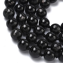 Нити из натуральных черных серебряных яшмовых бусин&nbsp;G-L650-K01-01