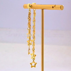 Серьги-гвоздики с кисточками в форме звезд из латуни&nbsp;CV0679