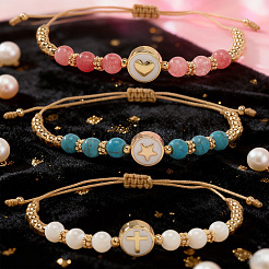 3 шт. минималистичный регулируемый браслет из синтетических бирюзовых бусин&nbsp;SR5600-5