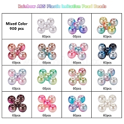 900шт 15 стиля радуги абс пластик имитация жемчуга&nbsp;OACR-YW0001-13