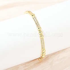 Браслеты из латуни с прозрачным кубическим цирконием в микропаве&nbsp;BJEW-F504-03G