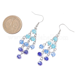 Серьги-подвески из ромбовидных стеклянных бусин&nbsp;EJEW-TA00790