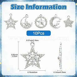 10шт 5 стиля подвески из сплава с кристаллами и стразами&nbsp;FIND-YW0011-73