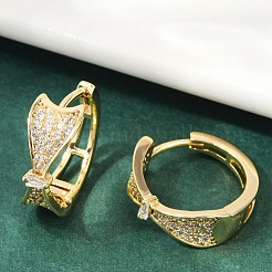 Серьги-кольца из латуни с прозрачным фианитом&nbsp;EJEW-Q016-01G