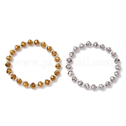 Гальванизированные прозрачные стеклянные бусины с гальванизированными немагнитными синтетическими гематитовыми бусинами и корейскими эластичными браслетами из кристаллической нити&nbsp;BJEW-JB11705