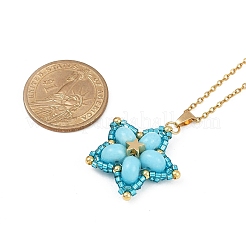 Ожерелья в форме звезды из стеклянного бисера ручной работы и синтетических бусин императорской яшмы&nbsp;NJEW-MZ00114-01