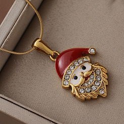 Рождественские подвески в виде Санта-Клауса из хирургической нержавеющей стали 316 и стекла с эмалью для женщин&nbsp;KI9452