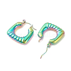 Массивные прямоугольные серьги-кольца из нержавеющей стали 304 с ионным покрытием (IP) для женщин&nbsp;EJEW-K242-03MC