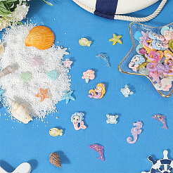 60 шт. 10 стиля кабошонов из непрозрачной смолы с морской тематикой&nbsp;RESI-SC0036-44