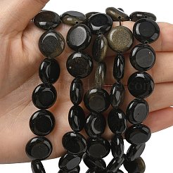 Естественный золотистый отлив обсидиан бисер пряди&nbsp;G-L648-B23-15mm-01