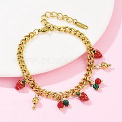 Браслеты с подвесками из нержавеющей стали 304 с эмалью&nbsp;BJEW-C113-03G