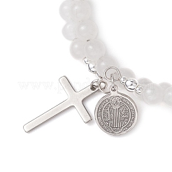 Браслеты из двух нитей с бусинами из натурального окрашенного голубого кружевного агата&nbsp;BJEW-JB13065-01