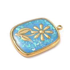 Подвески из нержавеющей стали 304 из эпоксидной смолы с натуральными ракушками и пайетками внутри&nbsp;STAS-L026-17G-P03