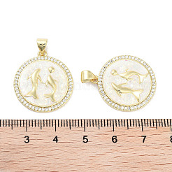 Латунные микропаве прозрачные подвески с фианитом&nbsp;KK-L213-010G-03