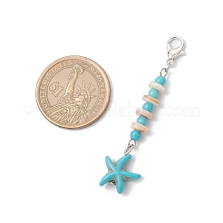 Синтетическая бирюзовая морская звезда черепаха подвеска украшения&nbsp;HJEW-JM03374