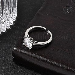 Латунные микропаве кубические цирконии манжеты открытые кольца для женщин&nbsp;RJEW-B160-04P