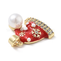 Рождественские тематические латунные подвески с микропаве и кубическим цирконием&nbsp;KK-F877-30G-02