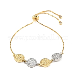 Латунные браслеты-слайдеры с цепочкой-коробкой&nbsp;BJEW-C139-01A-GP