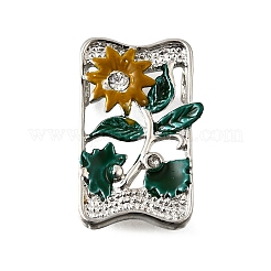 Латунный прямоугольник со стразами и цветочными многорядными звеньями&nbsp;KK-P306-19P