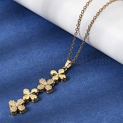 Женское ожерелье с подвеской в виде клевера и кисточкой из латуни&nbsp;NJEW-P350-02G