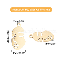 12 шт. подвески из нержавеющей стали 304 двух цветов&nbsp;STAS-UN0028-61