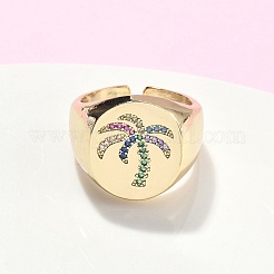 Регулируемые манжетные кольца с микропаве из кубического циркония из латуни&nbsp;RJEW-C131-05G